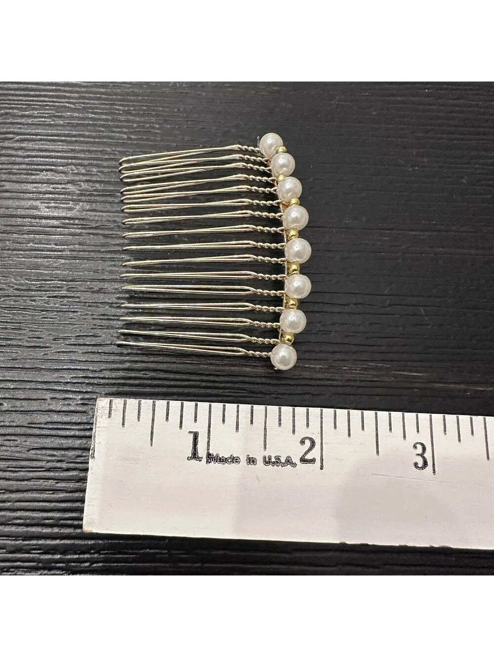 Vintage Gold Tone Faux Pearl Hair Combs Set Of 2 Bridal Wedding Hair Accessories